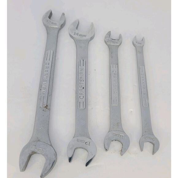 Vintage Craftsman 4 pc. 7mm-15mm Open-End Wrench Set, -V- Series, Made in USA - Picture 1 of 16